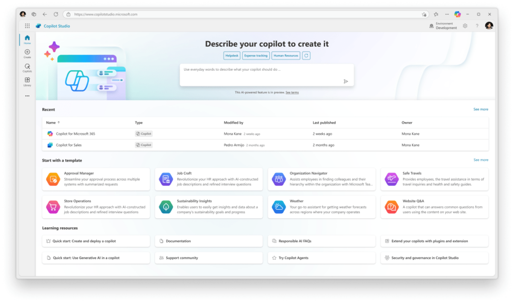 microsoft copilot workflow interface